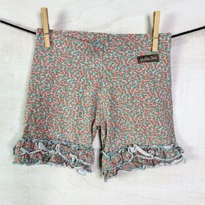 Matilda Jane Coral and Teal Floral Ruffle Shorts